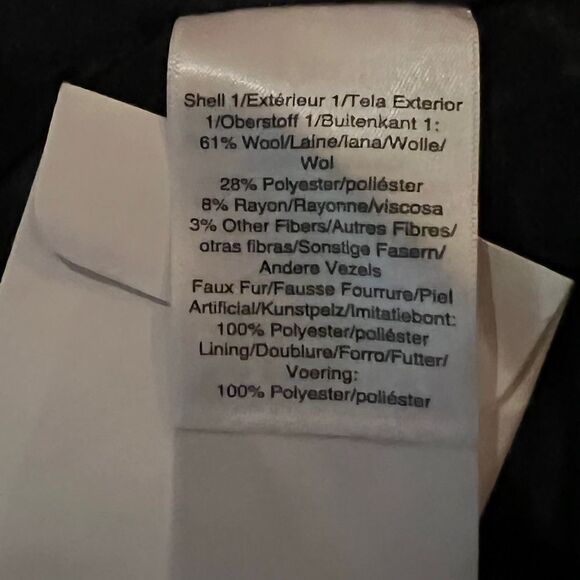 DKNY Women's Faux-Fur-Pocket Walker Coat Black Wool Blend Medium NWT - Picture 9 of 11